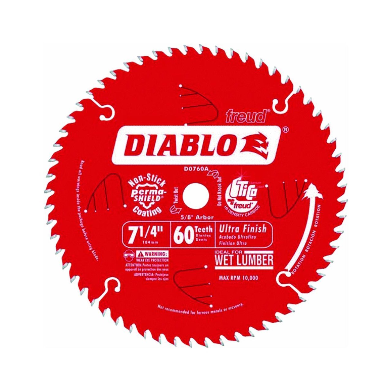Diablo 7-1/4 Inch 60-Tooth Ultra Finish Circular Saw Blade with 5/8-Inch Arbor - 5-Pack for Woodworking, Plywood, and Fine Finish Cuts - Perfect for Table Saws, Miter Saws, and Circular Saws