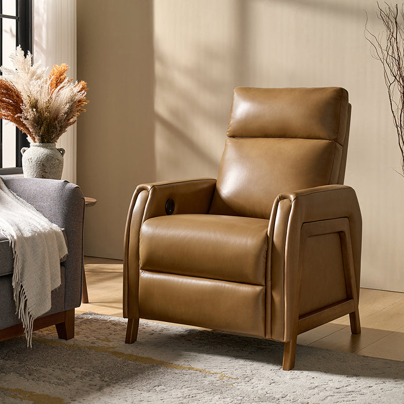 Linzy Genuine Leather Power Recliner Chair - Electric Lift Reclining Sofa for Living Room, Home Theater & Office Comfort (Brown)