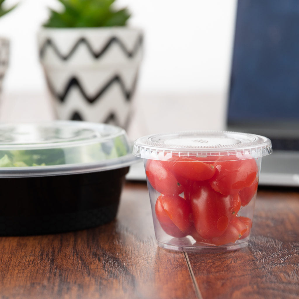 4 oz Clear Plastic Soufflé Portion Cups with Lids - Disposable Food Containers for Desserts, Sauces, Dips & Meal Prep - BPA-Free, Leak-Proof, Stackable Storage Solution for Home, Restaurant & Catering Use