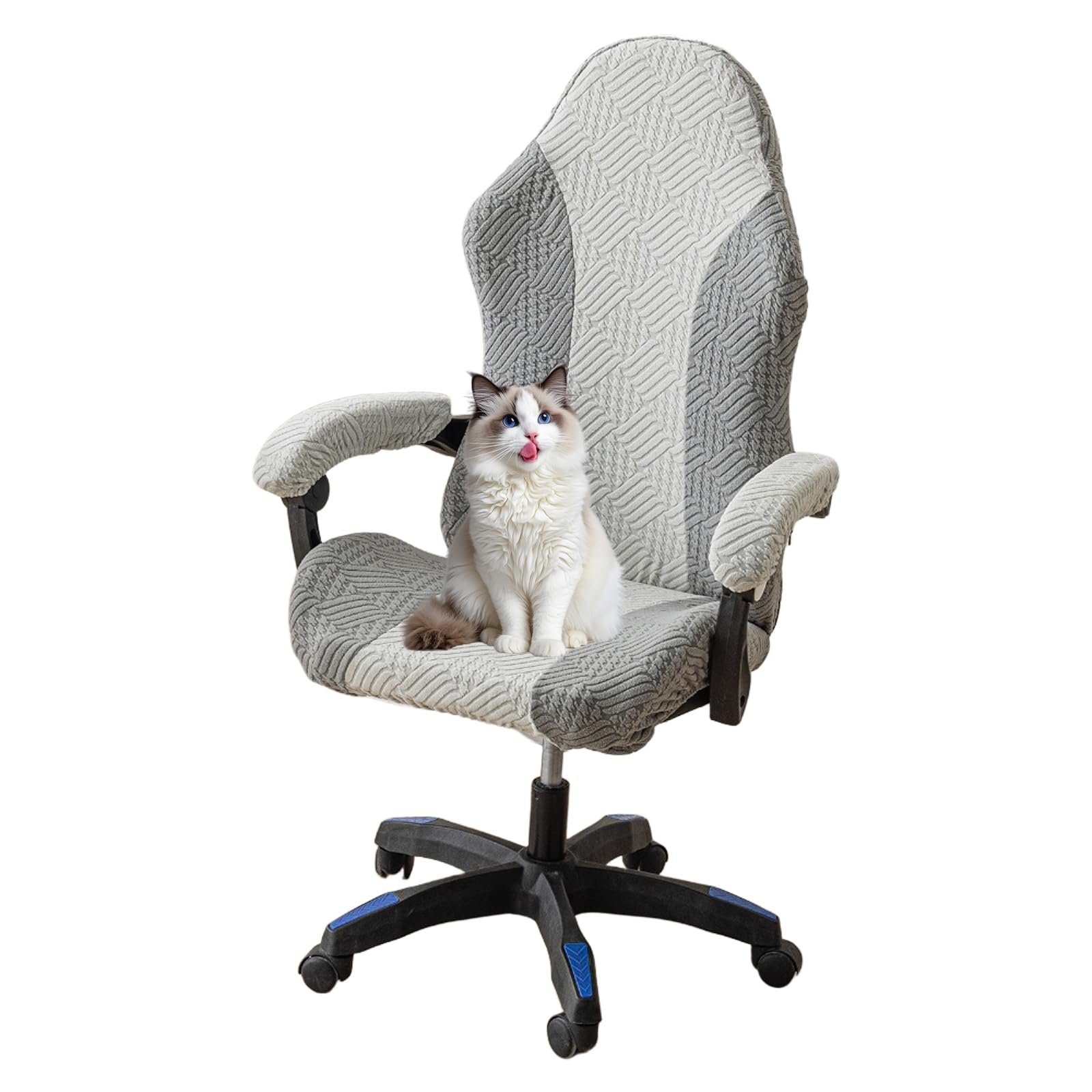 Stretchable Gaming Chair Cover with Armrest Covers - Universal Fit for Office & Computer Chairs - Breathable Seat Slipcover in Gray - Perfect for Home Office, Gaming Setup & Workspace Protection
