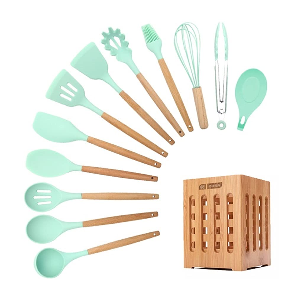 Non-Stick Silicone Kitchen Utensil Set - 6-Piece Black Spatula, Spoon & Cooking Tools for Baking, Frying & Sauteing - Safe for Non-Stick Pans & Dishwasher Friendly