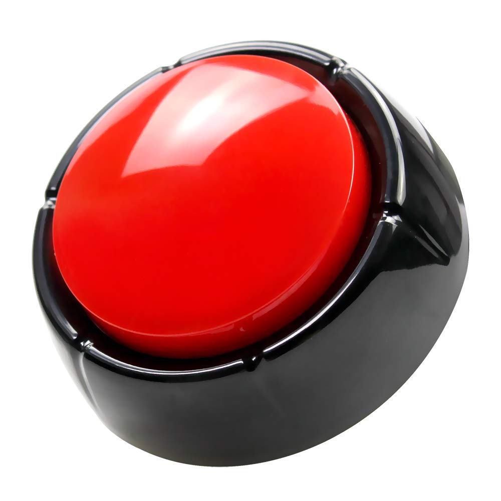 MakeSound Recordable Talking Button - Record & Play 30-Second Messages, Fun Desk Gadget for Office & Home (Includes Batteries) - Perfect for Gifts, Pet Training, and Interactive Games (Red+Black-M4)
