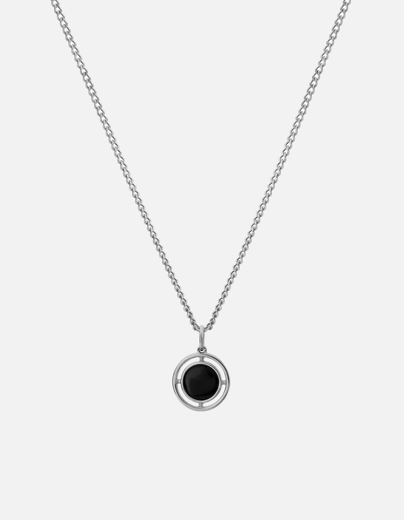 Onyx Compass Necklace for Women - Sterling Silver Pendant with Adjustable Chain - Perfect for Travel, Gift & Everyday Wear