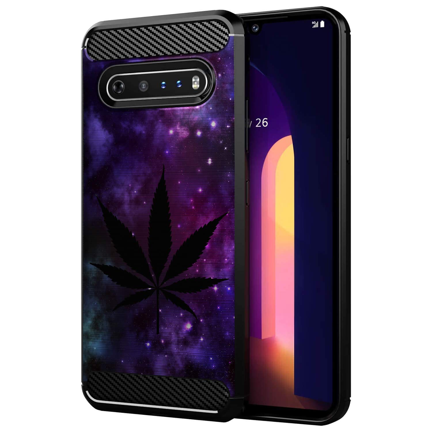 LG V60 ThinQ Case (2020) - Slim Flexible TPU Shockproof Phone Cover with Purple Leaf Galaxy Design | Compatible with LG V60 ThinQ 5G | Perfect for Daily Use, Work & Travel Protection