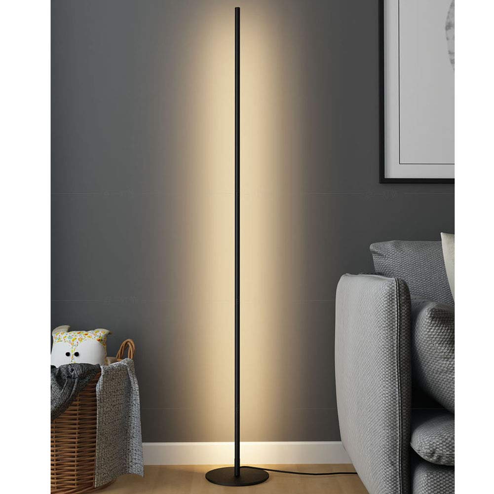 Ylight Modern LED Floor Lamp - Minimalist Strip Design, Dimmable Standing Light with Remote Control for Living Room, Bedroom, Study - Silver | Perfect for Reading, Relaxing & Home Decor