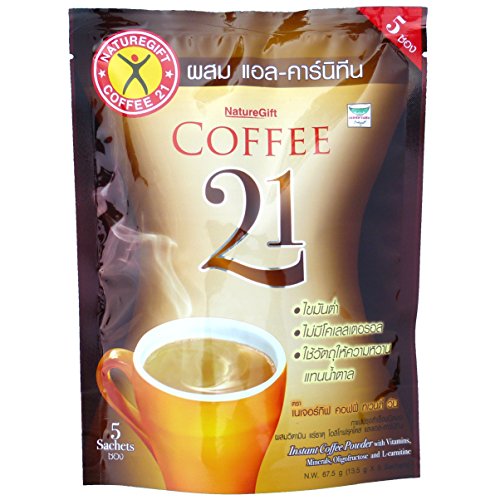 Naturegift Coffee 21 Instant Coffee with L-Carnitine - 5 Sachets Pack - Fat Burning & Energy Boosting - Perfect for Workouts, Office & On-the-Go