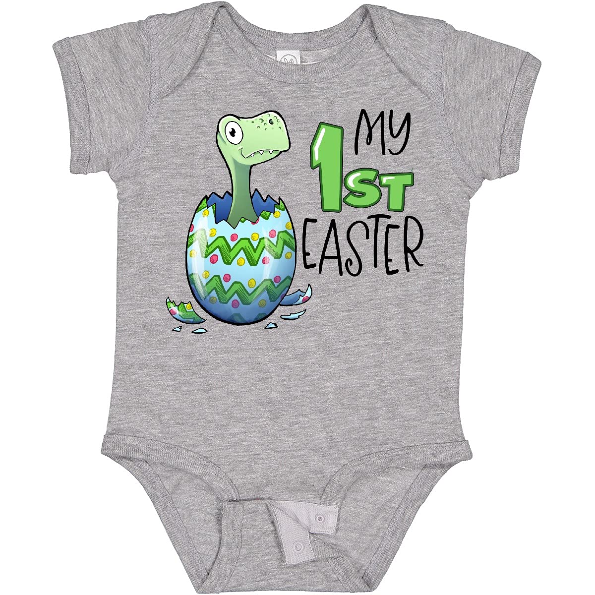 Inktastic My 1st Easter Dinosaur Hatching Easter Egg Baby Bodysuit - Cute Easter Outfit for Infants, Dinosaur Theme Baby Clothes for Boys & Girls - Perfect for Easter Photos, Egg Hunts & Holiday Celebrations