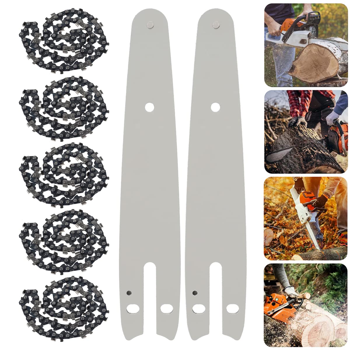 6 Inch Mini Chainsaw Chain with Guide Bars - Replacement Saw Chain for Home & Garden Use - Perfect for Tree Trimming, Pruning, and DIY Woodworking Projects