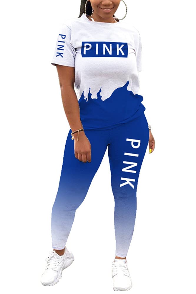 Yeshire Women's Two Piece Outfits - Short Sleeve T-Shirt & Bodycon Pants Set | Casual Jogger Tracksuit | Lounge Wear, Workout, Running, Yoga, Travel Outfit
