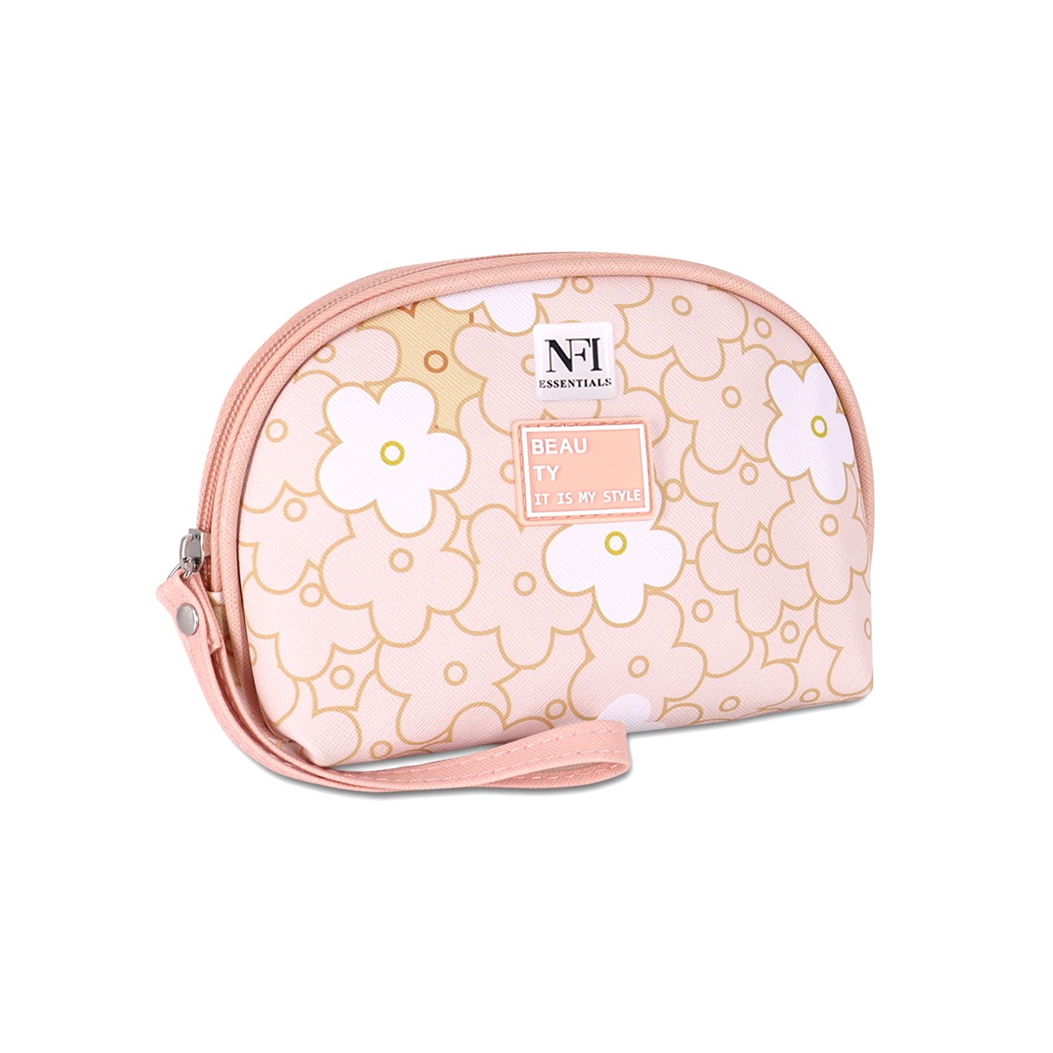 NFI Essentials Semicircle Makeup Pouch - Waterproof Cosmetic Bag for Women & Girls, Travel Organizer for Toiletries, Stationery & Accessories | Perfect for School, Gym, Vacation & Daily Use