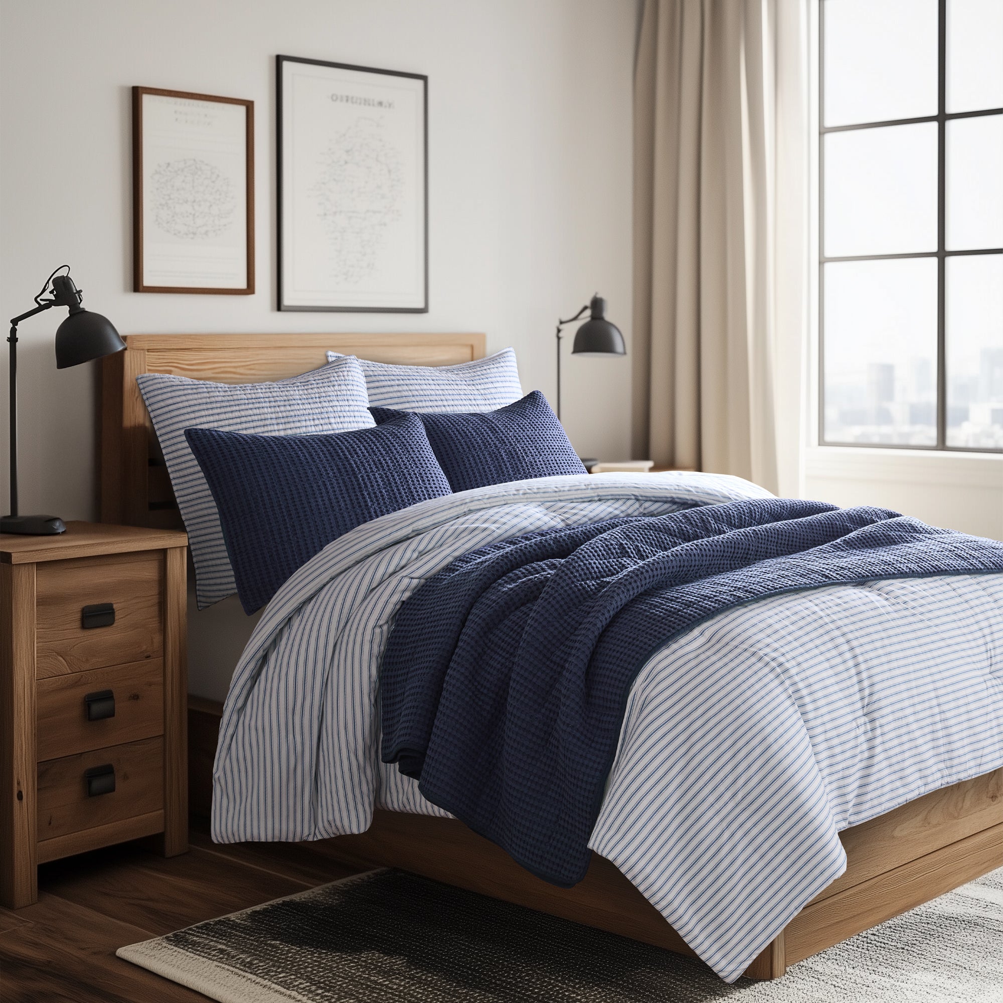 Tobago Stripe Dorm Comforter Set - Soft & Cozy Bedding Set for College Students, Twin XL Size, Includes Comforter & Pillow Shams - Perfect for Dorm Rooms, Apartments & Teen Bedrooms