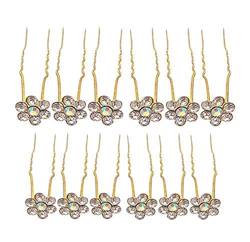 12PCS Golden Hair Flower Pins for Women - Elegant Hair Styling Accessories for Weddings, Parties & Everyday Wear | Prime Quality Hair Clips