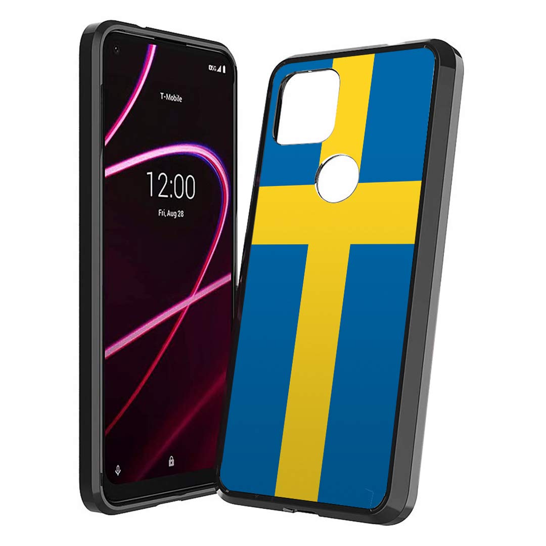 Moriko T-Mobile Revvl 4 Plus Case - Slim Shockproof Cover with Sweden Flag Design for Men & Women | Perfect for Metro PCS TCL Revvl 4+ Protection