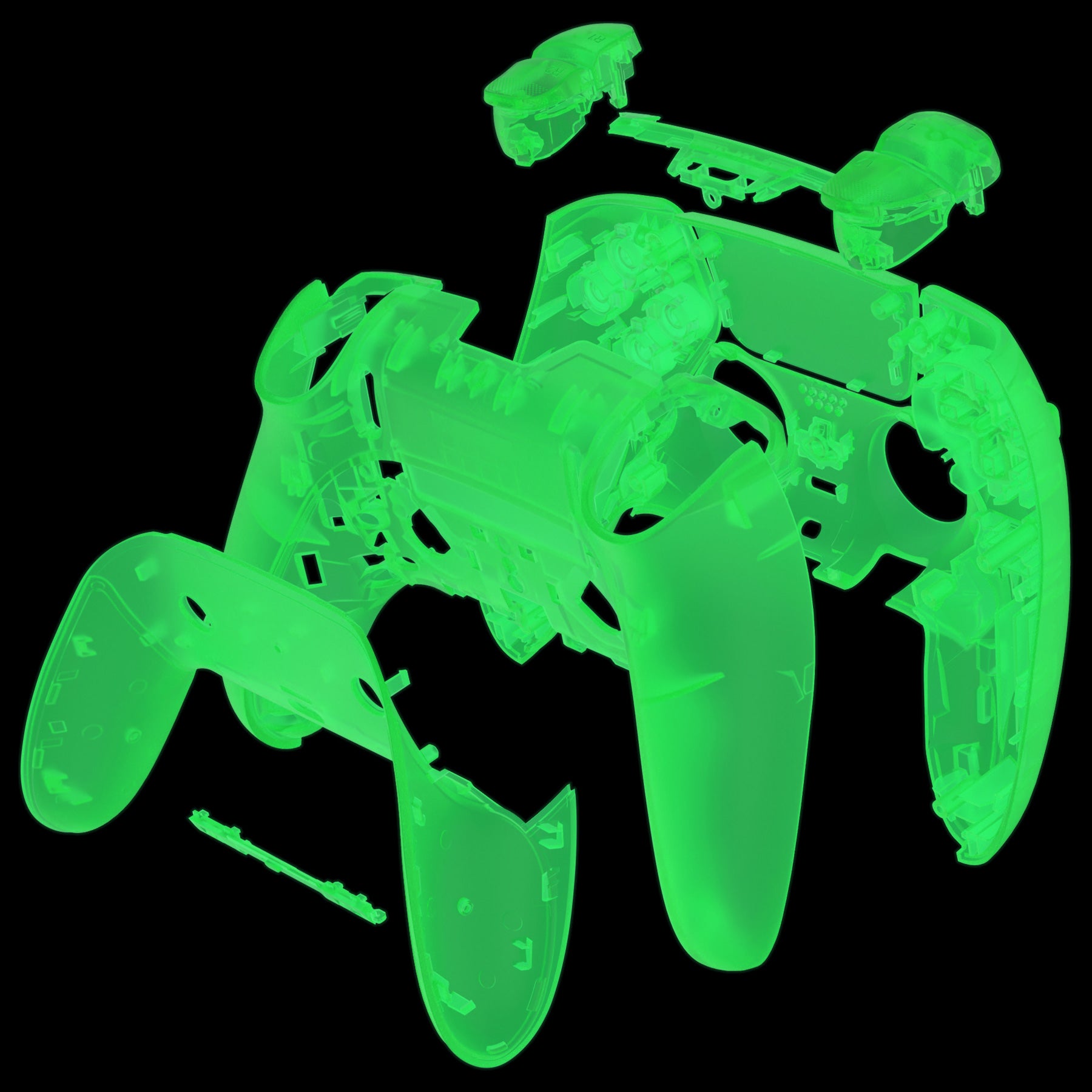 eXtremeRate Glow in Dark Green Full Housing Shell with Buttons & Touchpad Cover for PS5 Edge Controller - Custom Replacement Decorative Front & Back Plates - Perfect for Gaming in Low Light Conditions
