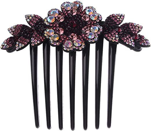 Belicia 1PC Rhinestone Flower Hair Clip - Elegant Bridal Hair Comb for Women, Wedding Hair Accessories, Multicolor Crystal Hair Barrettes & Slide Clips - Perfect for Weddings, Proms, Parties and Special Occasions