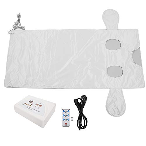 Far Infrared Electric Heating Blanket - Anti-Cellulite Sauna Blanket for Home Use | Portable Infrared Sauna Therapy for Relaxation & Pain Relief | Perfect for Spa, Yoga & Recovery Sessions (Silver)