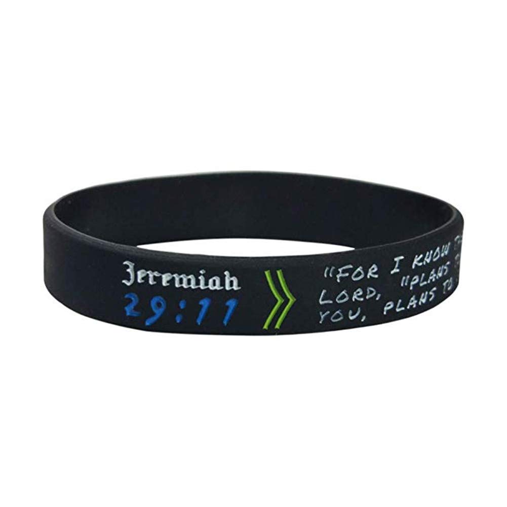 NineJewelry NJ Men's Bible Verse Wristbands - Christian Silicone Bracelet for Baptism & Outdoor Sports