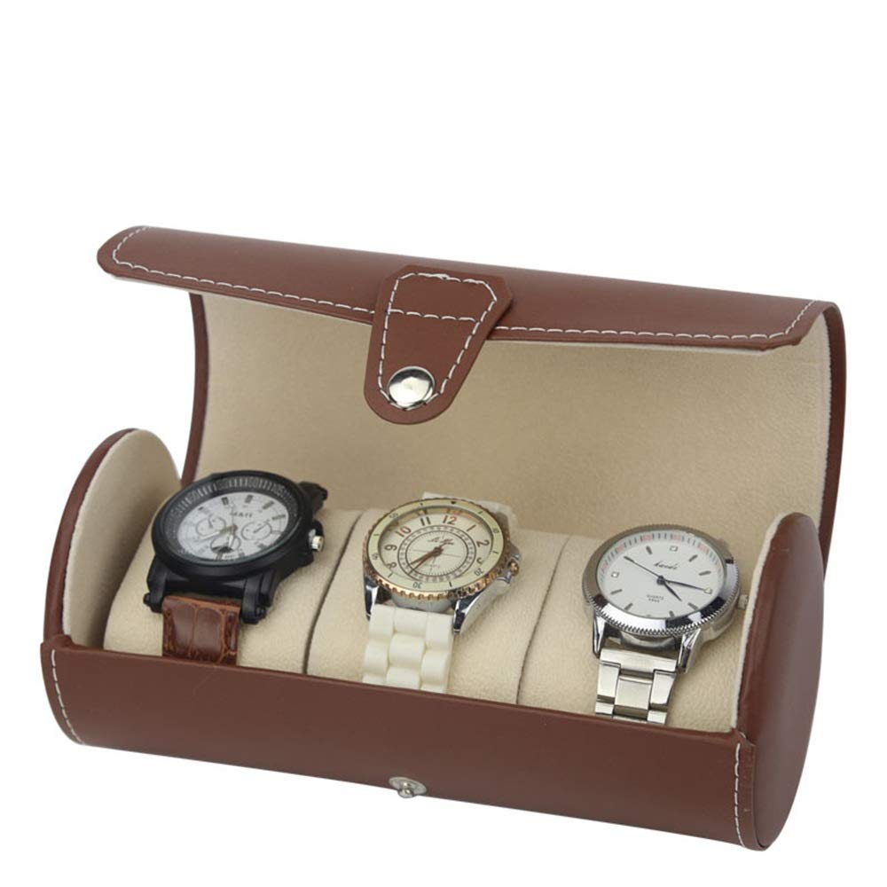 Leather Watch Box for 3 Watches - Travel Case & Display | Men's Gift | 19x9x9cm | Perfect for Storage & Travel