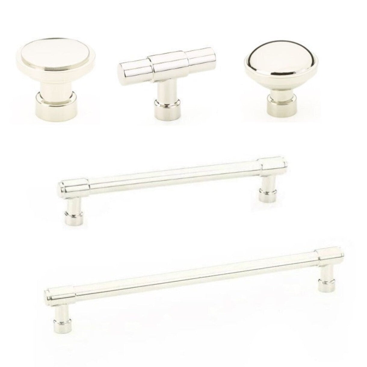 Polished Nickel Cabinet Knobs and Drawer Pulls - Modern Industrial Style Hardware for Kitchen, Bathroom & Furniture (Set of 10) - Durable & Stylish Upgrade for Home Decor