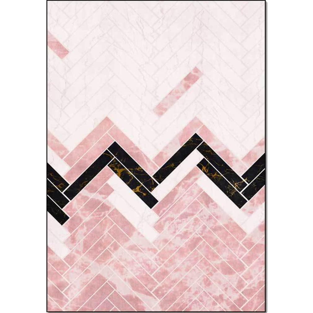 Modern Abstract Area Rug - Non-Slip Geometric Marble Pattern Carpet for Bedroom, Living Room, Kitchen Runner, Courtyard - Soft Indoor/Outdoor Door Mat (5'x9', Pink) - Perfect for Home Decor, Office Spaces & High-Traffic Areas