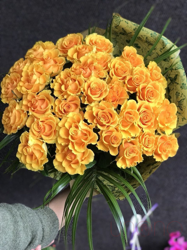 Romantic Sunset Roses Bouquet - Fresh Long Lasting Roses for Anniversary, Wedding, Valentine's Day Gift - Perfect for Home Decor, Table Centerpiece & Special Occasions