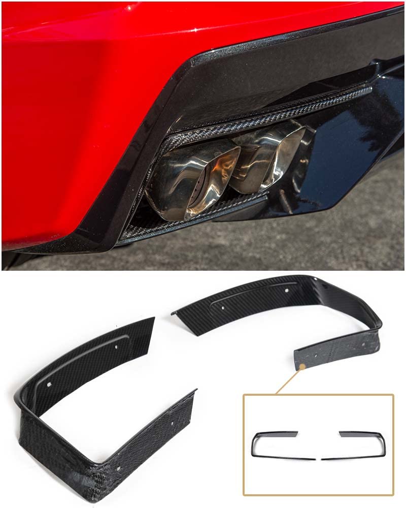 2020-2023 Chevrolet Corvette C8 Carbon Fiber Rear Diffuser Exhaust Bezel Pair - GM OEM Style Replacement - Perfect for Performance Upgrades & Car Shows