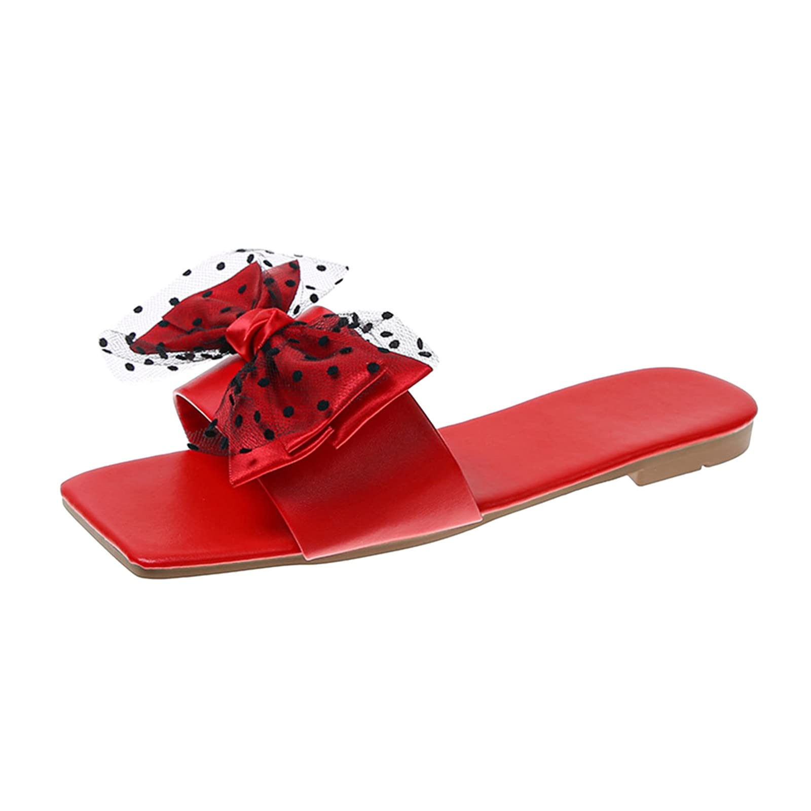 Women's Fashion Lace Bow Flat Slippers - Lightweight Casual Summer Beach Shoes for Women - Perfect for Home, Travel, and Outdoor Relaxation