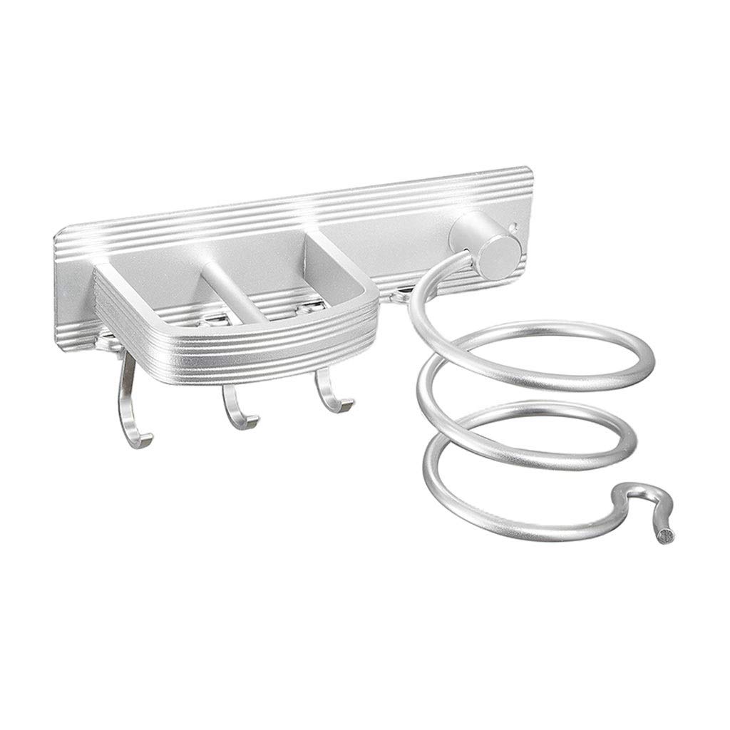 Wall Mounted Aluminum Hair Dryer Rack - Bathroom Organizer for Home Storage (Color A)