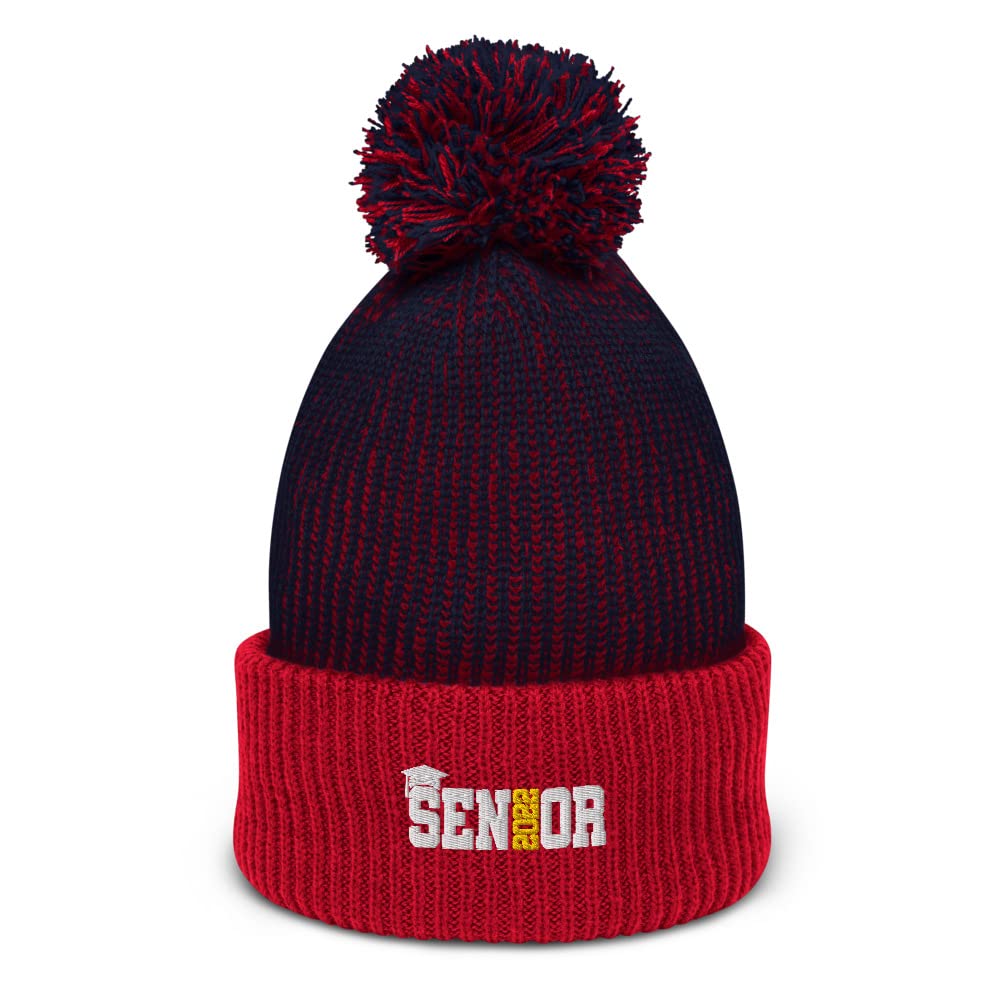 2022 Senior Graduation Beanie with Pom-Pom - High School Graduation Gifts for Class of 2022 - Warm Winter Hat for Commencement Ceremony & School Spirit Events
