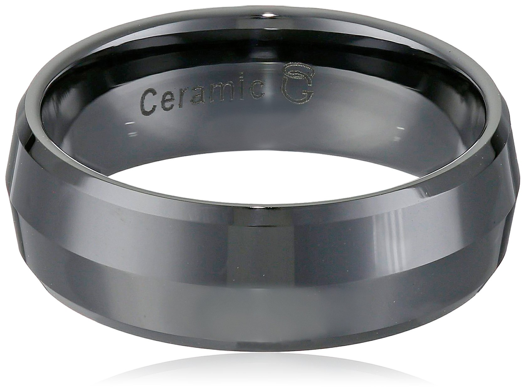 Cold Steel Black Ceramic Basic Men's Band Ring - Durable & Stylish Wedding Band for Men, Anniversary Gift, Everyday Wear Jewelry (Perfect for Outdoor Activities, Work & Formal Occasions)