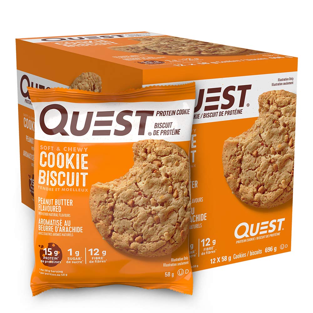 Quest Nutrition Peanut Butter Protein Cookies - 15g Protein, 1g Sugar, Keto Friendly, Low Carb, High Fiber Snack (12 Count) | Perfect for Post-Workout Recovery, Healthy On-The-Go Snacking & Ketogenic Diet