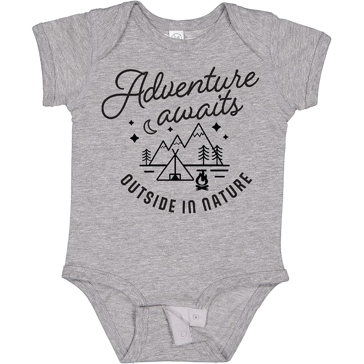Inktastic Adventure Awaits Outside in Nature with Tent and Baby Bodysuit - Cute Camping Outfit for Infants, Perfect for Family Outdoor Trips & Nature Photography
