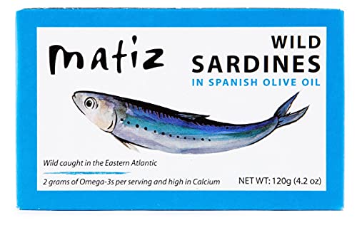 Matiz Sardines in Olive Oil, 12-Pack - Wild Caught Spanish Fish for Tapas & Snacks