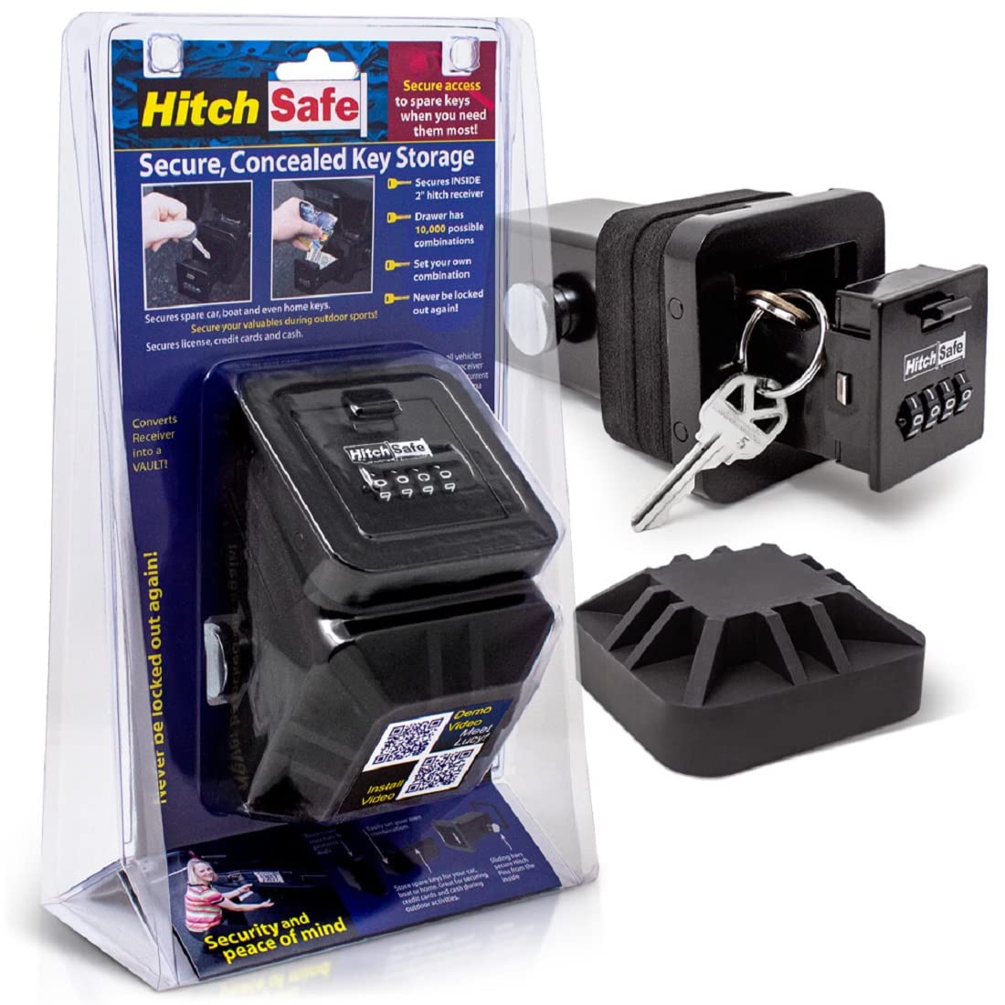 HitchSafe HS7000 Key Vault - Lock Box for Car Hitch | Outdoor & Truck Accessories for Hiking, Surfing