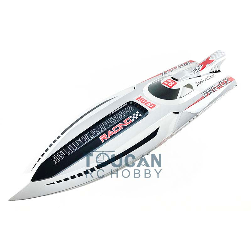 30CC Gasoline Racing Boat Kit - G30H Fiberglass Pre-Painted DIY Model Hull (1380x390x320mm) for Adults & Advanced Players | Gray Red & Yellow Design | Perfect for RC Boat Racing, Lake Adventures & Hobby Enthusiasts