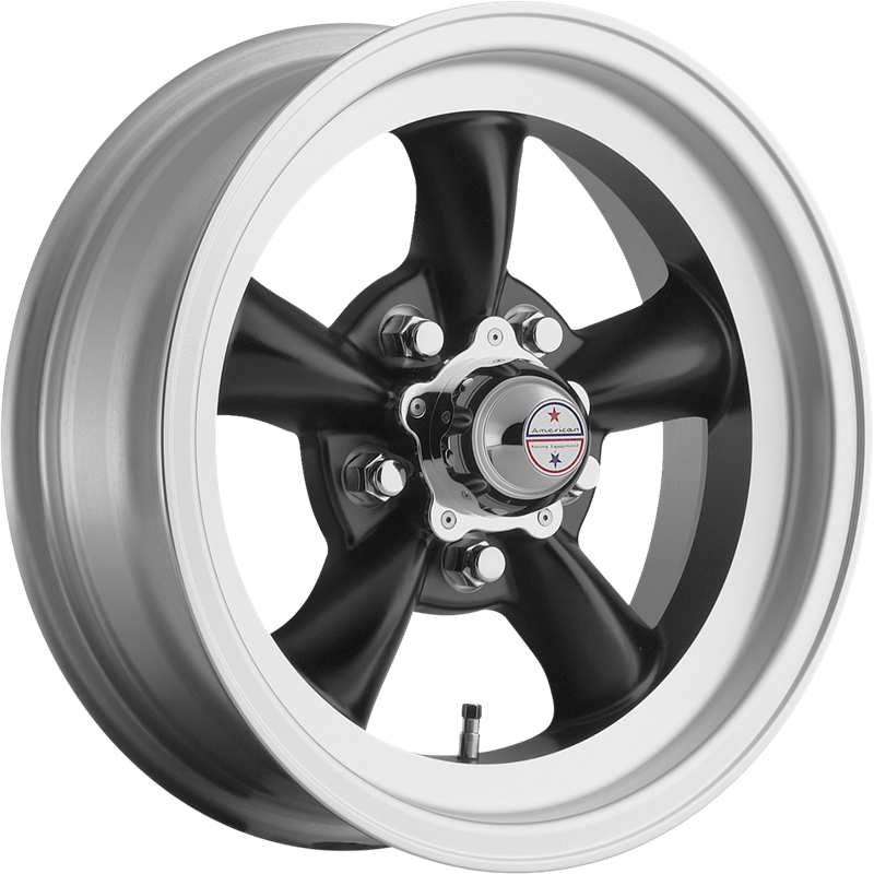 American Racing 15x8.5 VN105 Torq Thrust D Satin Black Wheels with Machined Lip - 25mm Offset - High Performance Rims for Muscle Cars, Hot Rods & Custom Builds