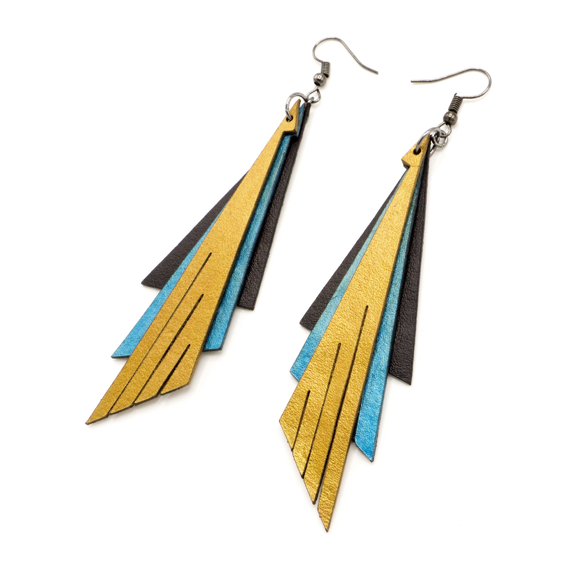 Aktivei Handmade Leather Earrings for Women - Black, Turquoise Pearl & Gold Studs | Boho Chic Accessories for Casual Wear, Parties & Special Occasions