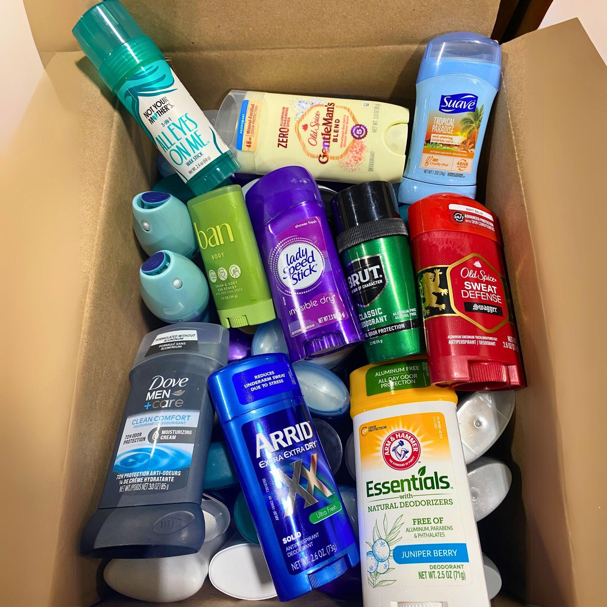 Suave, Ban, Brut, Dove, Old Spice, Arrid, Arm & Hammer Assorted Deodorant Pack - 50 Pcs Bulk Lot for Men & Women - Fresh All Day Protection for Home, Gym & Travel