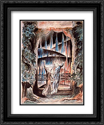 William Blake Dante and Virgil at the Gates of Hell Art Print - 20x24 Inch Black Ornate Framed Museum Quality with Double Matting - Perfect for Home Decor, Office Wall Art & Gothic Interior Design