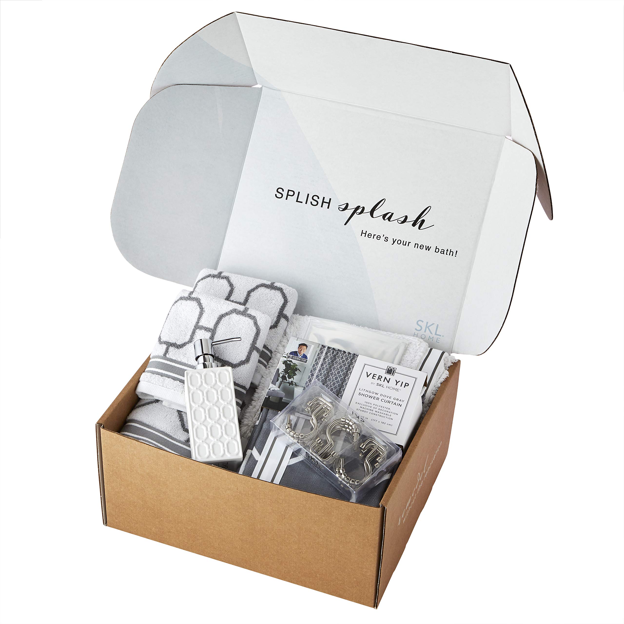 Vern Yip by SKL Home Lithgow Splash Box - Waterproof Bathroom Storage Organizer for Full Bath Plus | Perfect for Shower Caddies, Toiletries & Bath Accessories Organization