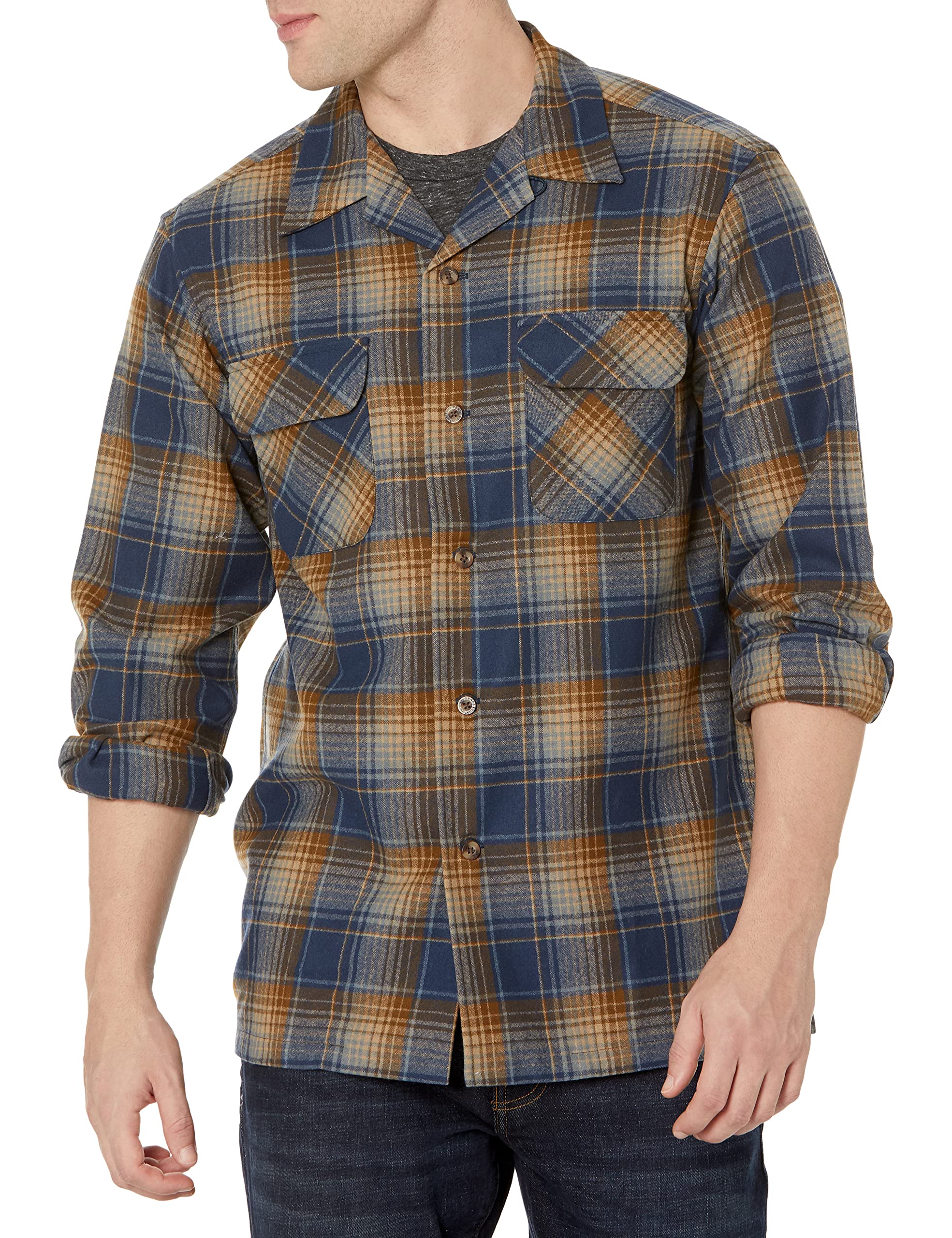 Pendleton Men's Classic-Fit Long Sleeve Flannel Shirt for Men - Soft Plaid Button-Up Shirt for Outdoor Camping, Hiking & Casual Wear