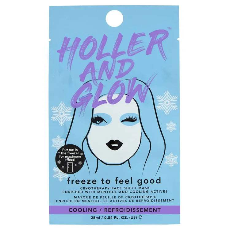 Holler and Glow Freeze to Feel Good Sheet Mask - Cooling Facial Mask for Hydration & Relaxation - Perfect for Spa Nights, Post-Workout Recovery & Self-Care Routine