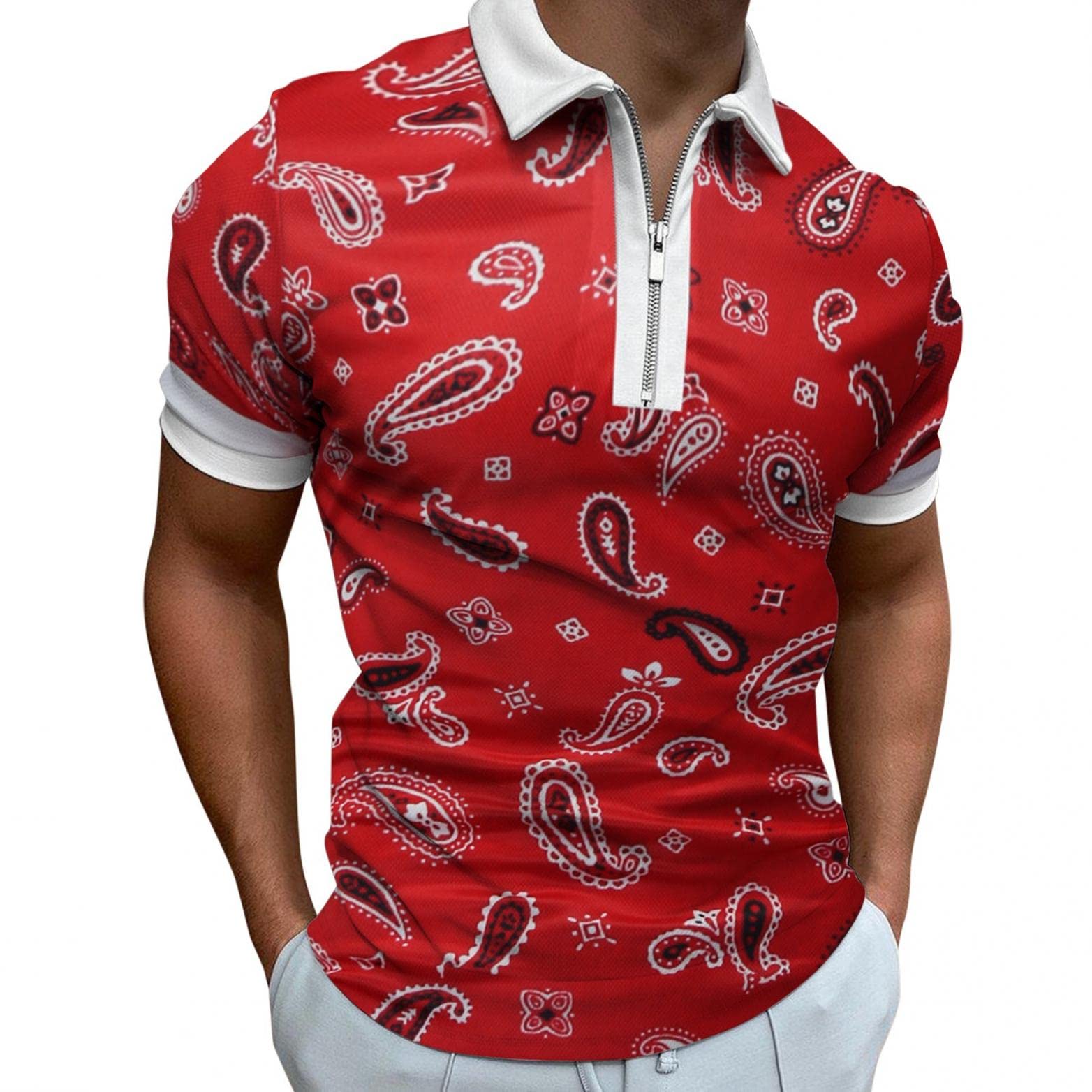 Men's Slim Fit Short Sleeve Polo Shirt - Casual Turndown Collar T-Shirt for Golf & Everyday Wear | Breathable Comfortable Dress Top for Work, Outings & Sports Activities