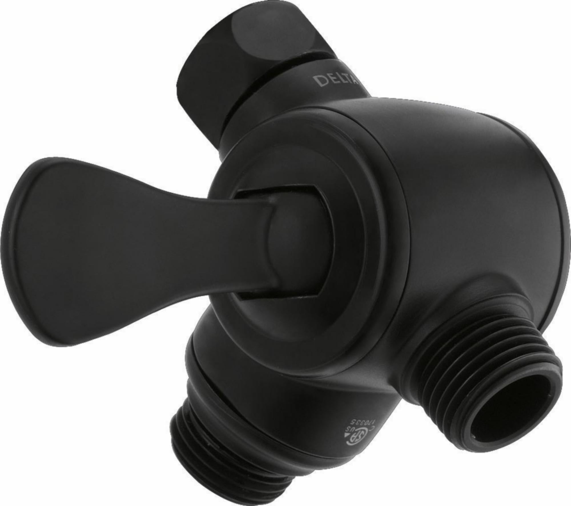 Delta Matte Black 3-Way Shower Arm Diverter with Hand Shower Holder - U4929 BL PK - Perfect for Bathroom Upgrades & Multi-Function Shower Systems