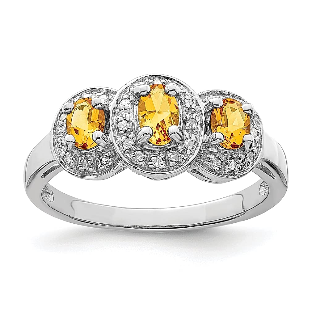 925 Sterling Silver Citrine Diamond Ring for Women - Elegant Gemstone Jewelry for Birthdays, Anniversaries & Special Occasions | Dainty Fine Jewelry Gift for Her