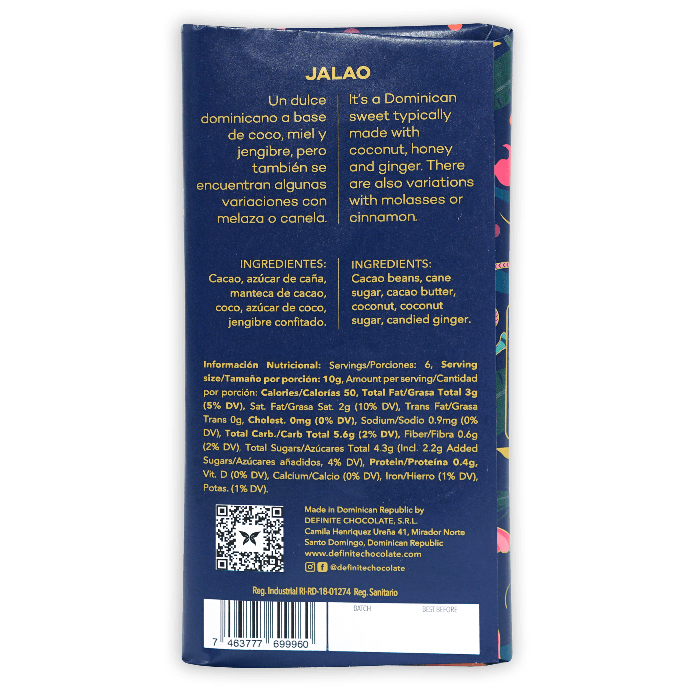 Organic Dark Chocolate with Coconut & Ginger (Jalao) - Vegan, Gluten-Free Treat for Gifting, Desserts & Healthy Snacking