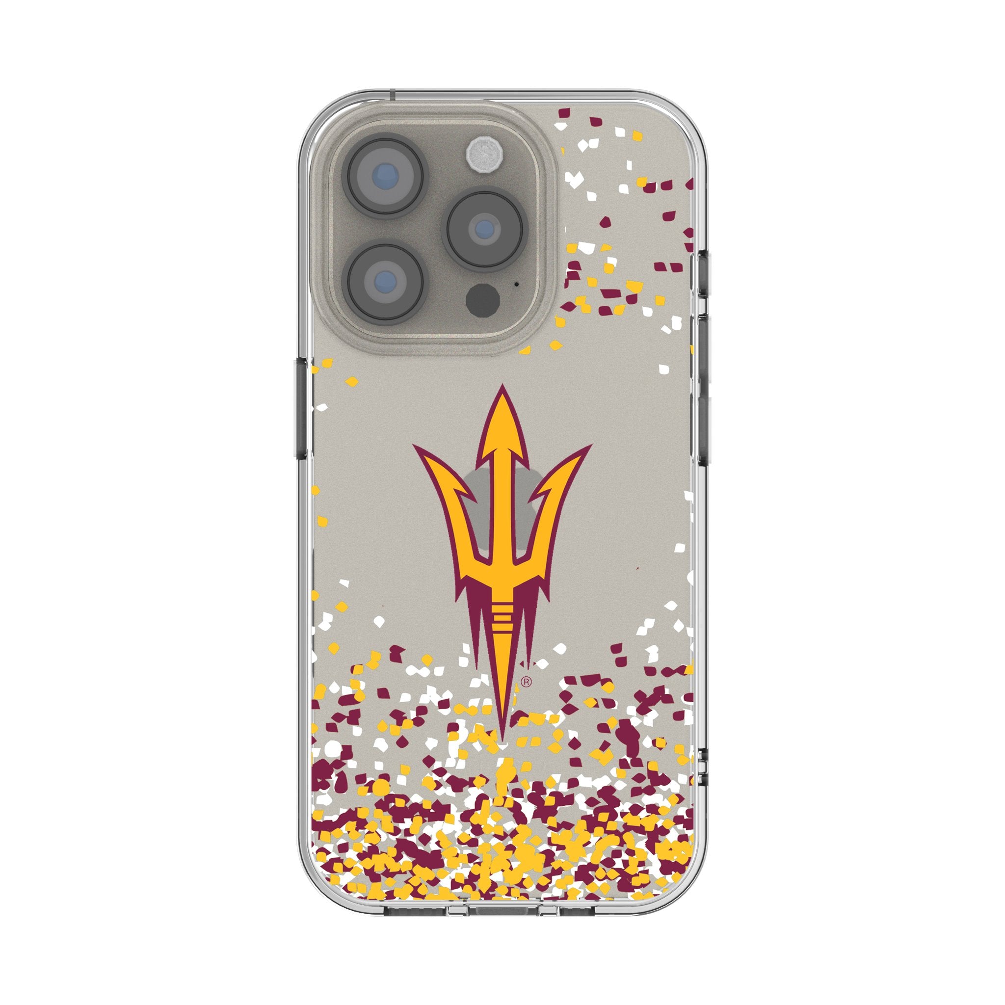 Arizona State University Sun Devils Confetti Clear Phone Case for Apple iPhone 14/13/12/11 Pro Max - Shatterproof Protective Cover for College Fans & Alumni - Perfect for Game Day, School Spirit & Campus Life