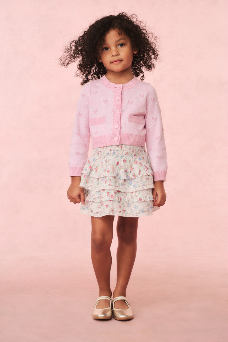 Girls' Cotton Heart Print Cardigan - Soft & Stylish Knit Sweater for Kids - Perfect for School, Playdates & Family Outings
