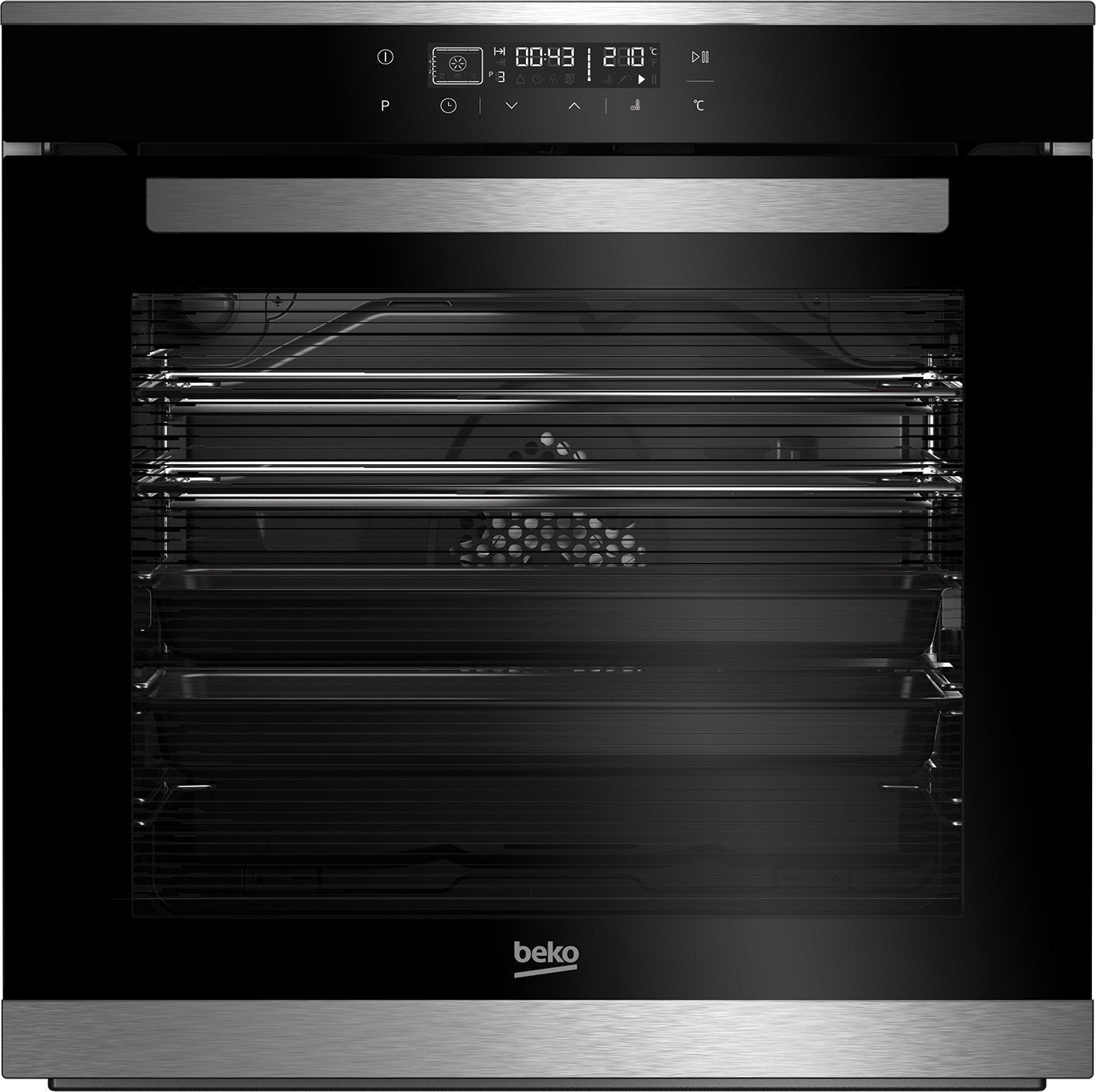 Beko BBO60B2PB 60cm Built-In Pyrolytic Oven with Side Venting - European Made (Carton Damage) - Perfect for Modern Kitchens, Baking, Roasting & Self-Cleaning