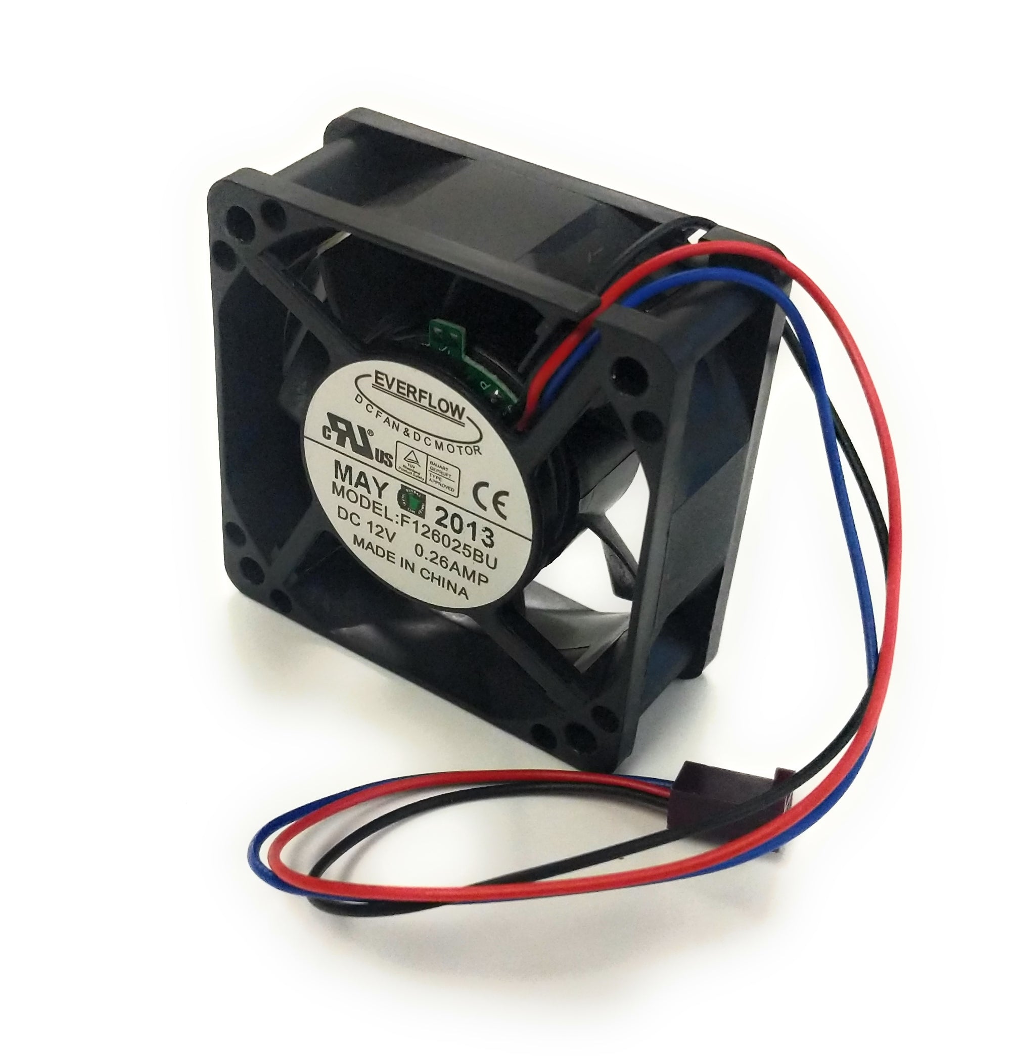 Everflow 60mm x 60mm x 25mm 12V DC Ultra High Speed 3-Pin Cooling Fan - F126025BU - Perfect for PC Cooling, Electronics Enclosures & Server Racks